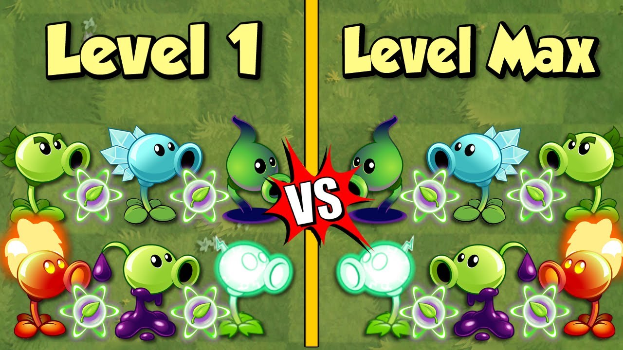 Every Peashooter Power Up! Level 1 Vs Level Max - Plants Vs Zombies 2