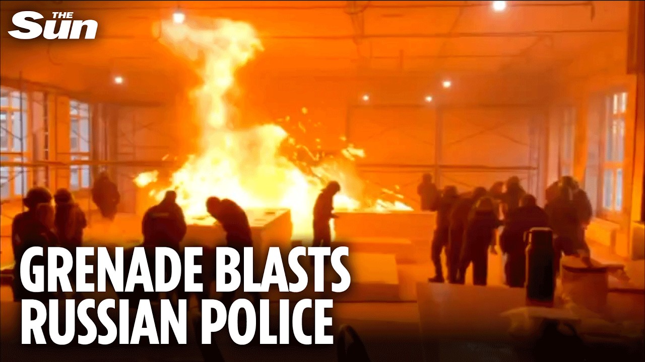 Moment grenade EXPLODES inside Russian police training centre in fatal error