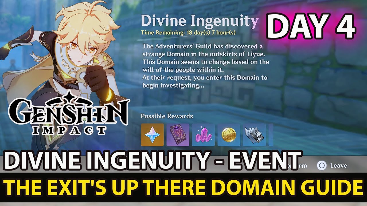 Genshin Impact - How To Complete Divine Ingenuity Event  Day 4 The Exit's Up There Domain Guide