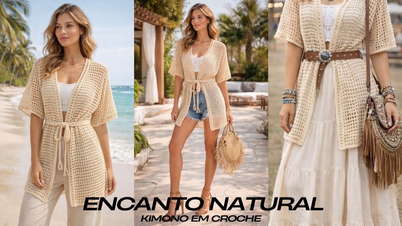 Kimono em Croche Encanto Natural 