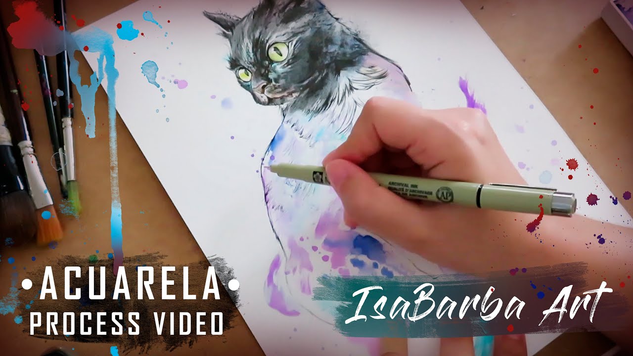 PROCESS VIDEO | Gato en acuarela | Cat in watercolor | Proceso completo!