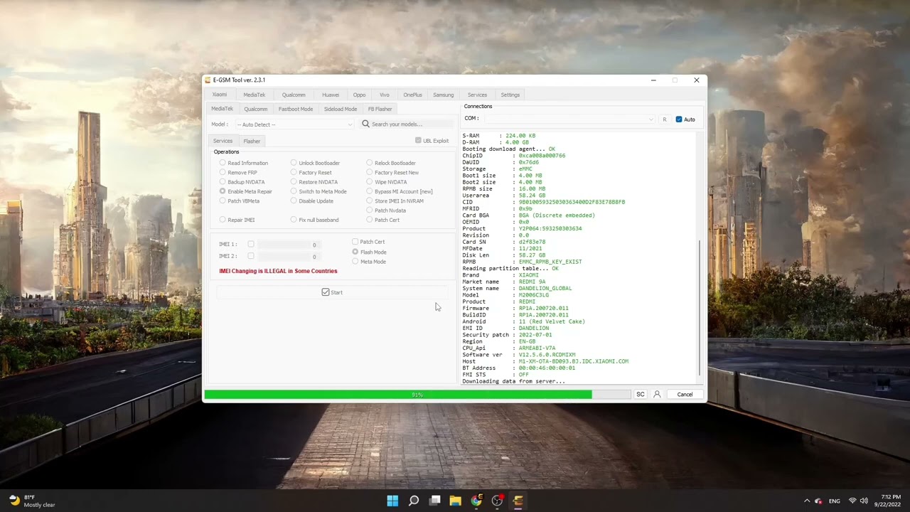 Repair IMEI Xiaomi Redmi 9A [dandelion] By : E-GSM Tool