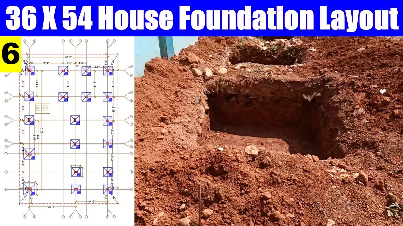 36 X 54 House Foundation Layout Drawing (Part- 6) | Foundation details of House | Footing Size