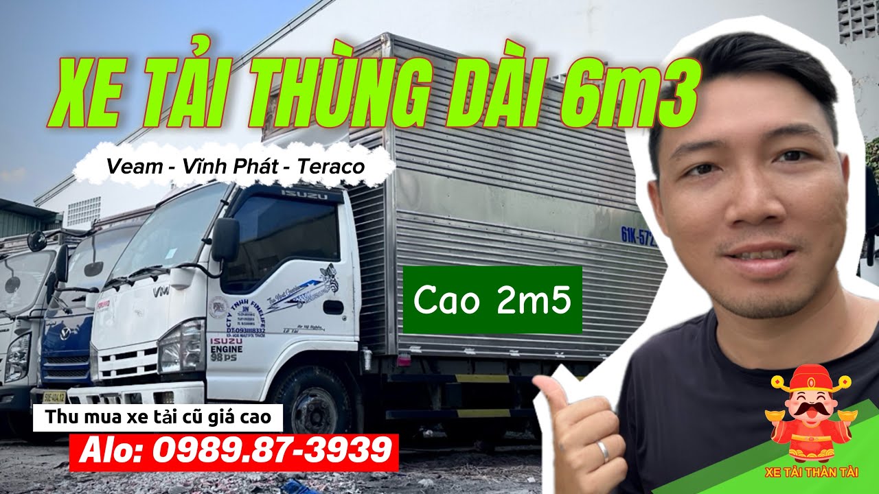 Xe tải 1.9 tấn thùng dài 6m2 cũ Veam, Vĩnh Phát, Teraco - Xe tải Thần Tài 