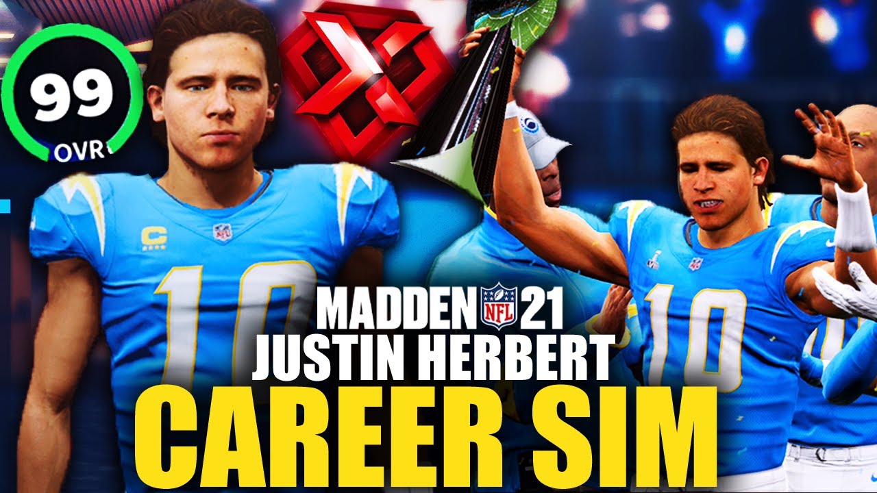 Justin Herbert ENTIRE CAREER Simulation! OROY, MVP, Super Bowl Champion? Madden 21 Franchise