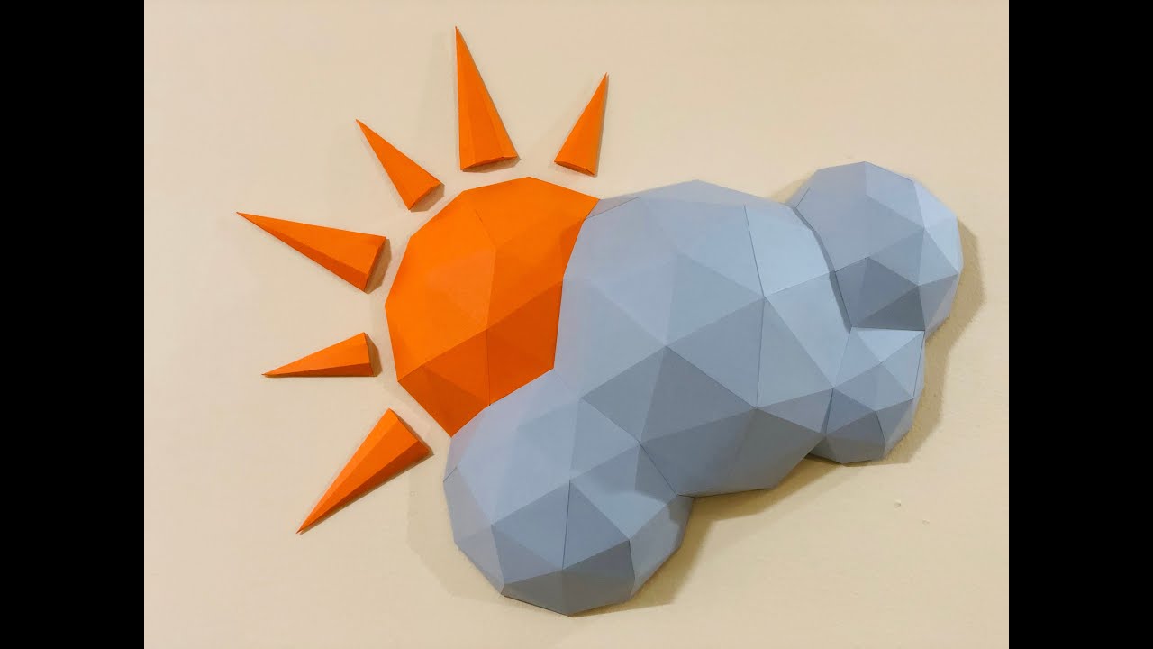Making of Sun and Cloud | DIY Low Poly Papercraft | Wall Decor | Oddly Satisfying