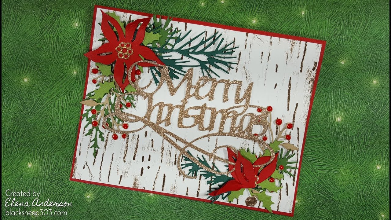 Festive Foliage Christmas Card with Tim Holtz Sizzix Dies