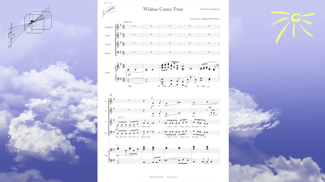 WISHES COME TRUE (Duncan Laurence) SATB+Piano Arr. A. Romanov