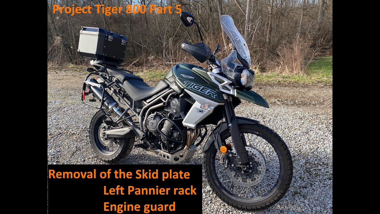 Project Tiger 800 Part 5: Remove the Skid Plate, Pannier Rack and the Engine Guard