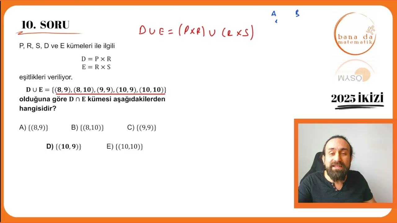 22025 AYT Matematik Soru 10: Kartezyen Çarpım + İkizi