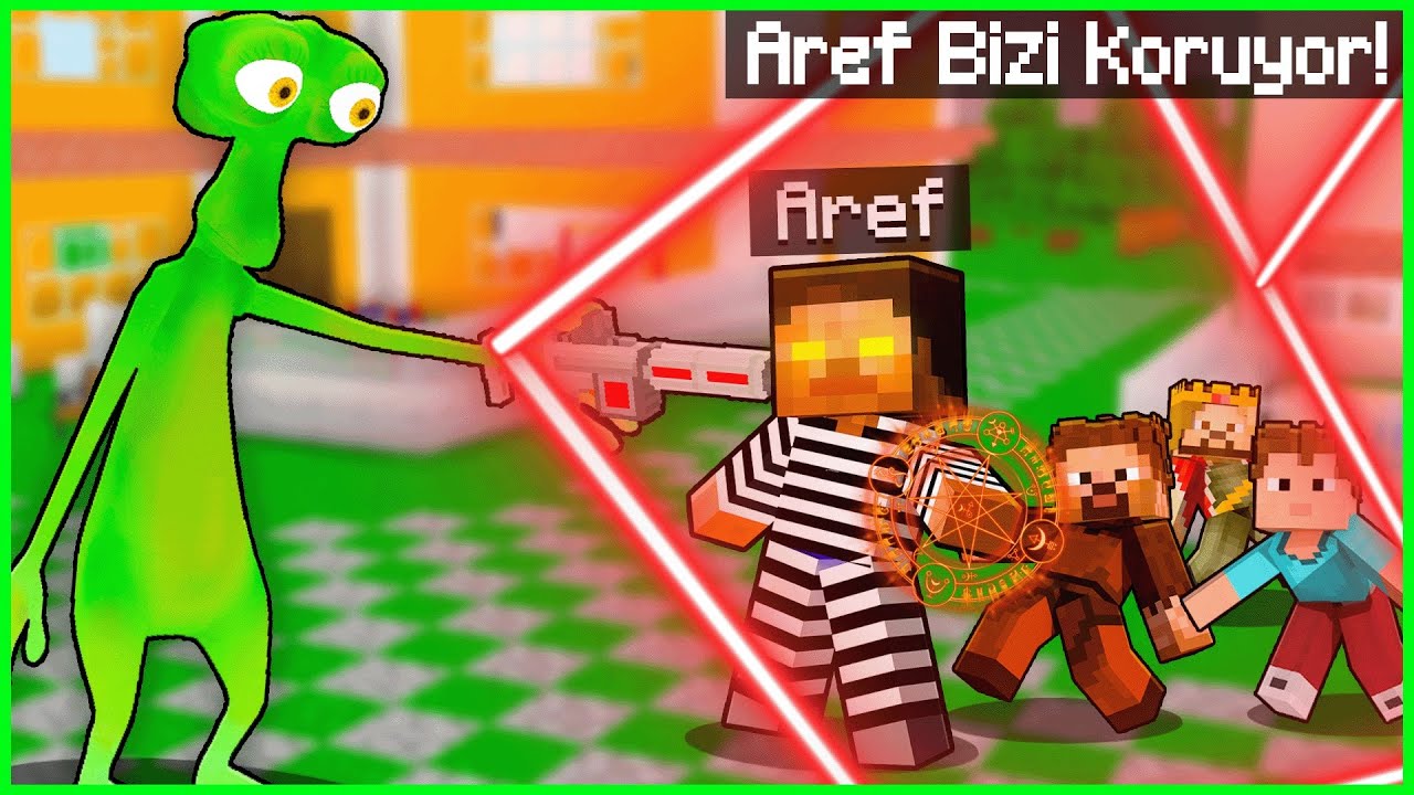 UZAYLILAR ŞEHRE SALDIRIYOR VE AREF BİZİ KORUYOR! 😱 - Minecraft