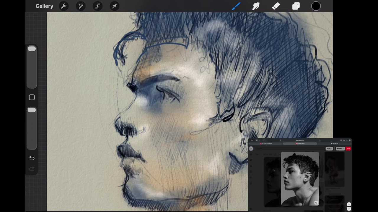 Live portrait drawing session