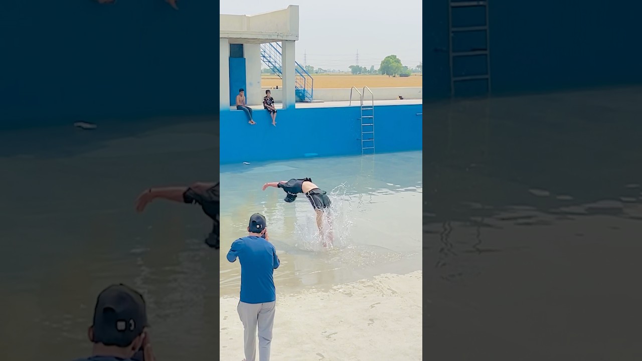 10 flips best moves Gymnastic viral technique swimming pool water parkour restaurant #backflip