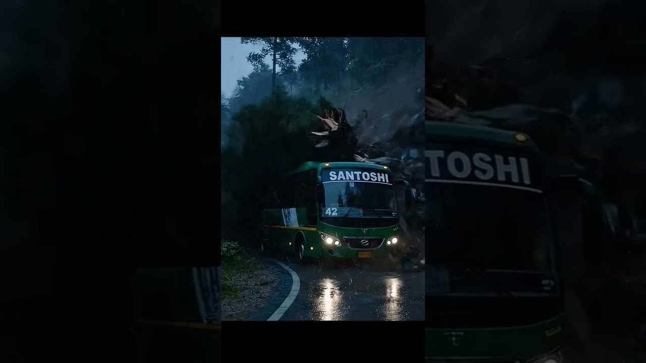 Landslide on Santoshi Bus in Bilaspur, Himachal Pradesh #himachalnews #news #busaccidentnews #tragic
