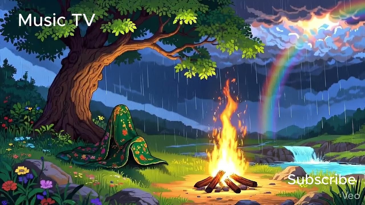 ❤️Beautiful Relaxing  music you are safe here 🎶 👍 deep sleep Beautiful piano music with 🌧️ rain 😍
