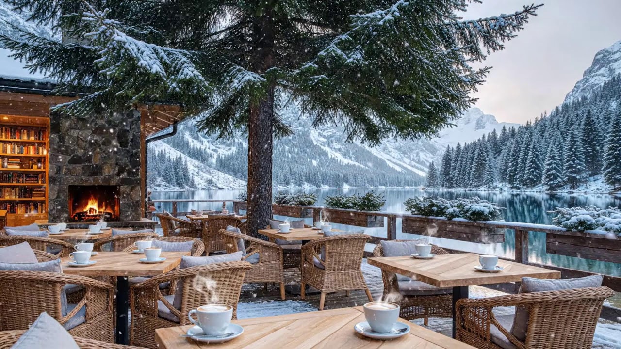 Beautiful Winter Jazz Music ❄️ Soft Piano, Coffee Shop Ambience & Fireplace for Study & Work
