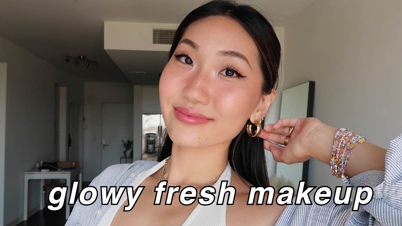 GLOWY SKINCARE & EVERYDAY MAKEUP 🍒| skincare routine, glowy makeup, eyeliner (quick & easy!)