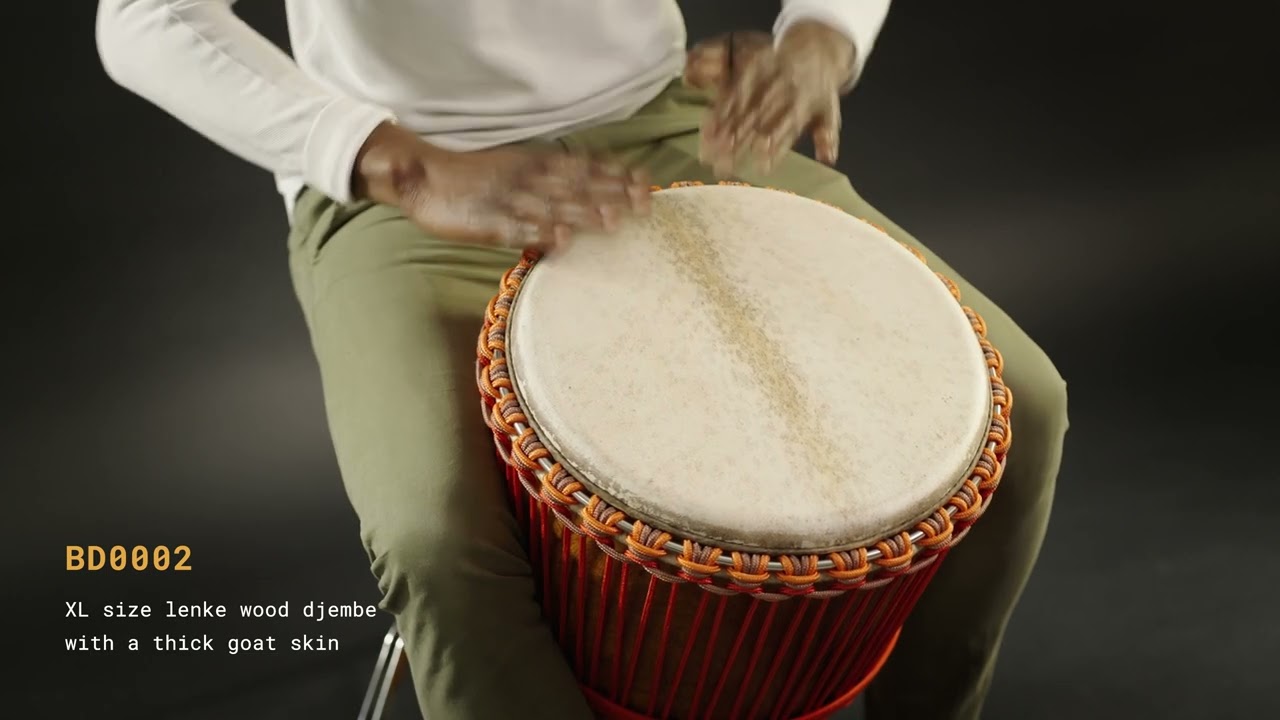 BD0002 - XL size lenke wood djembe with a thick goat skin