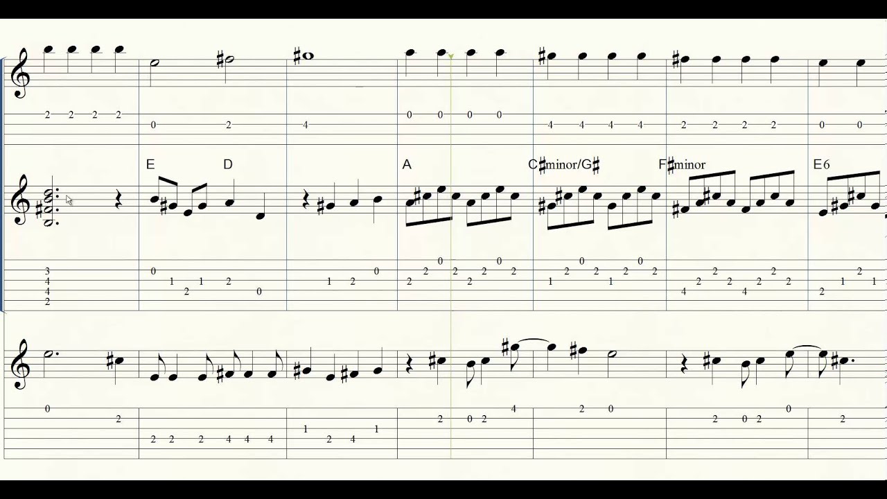 Ukulele - Guitar - Trio - While My Guitar Gently Weeps - Tab and Notes