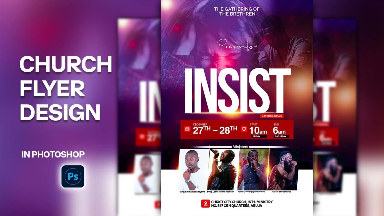 Church Flyer Design | How To Design Church Flyer in Photoshop | Photoshop for beginners