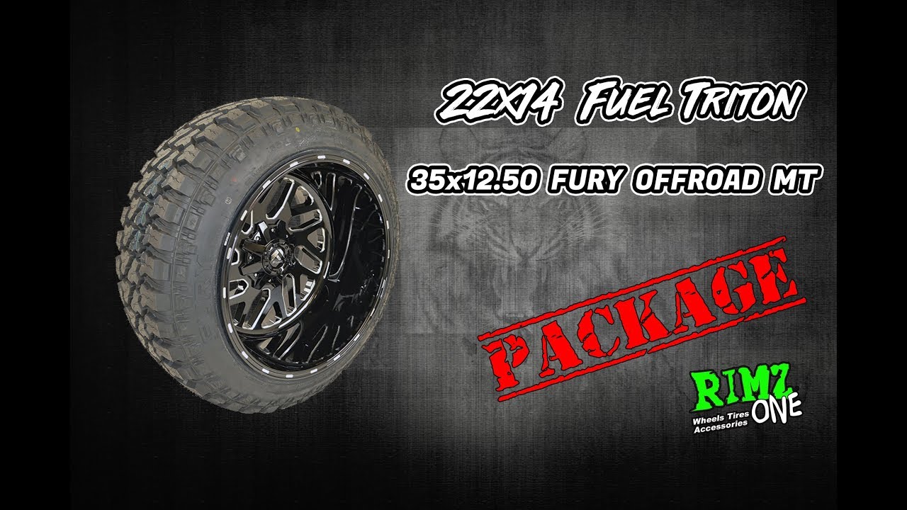 STRETCHED!!! Fuel Offroad Triton 22x14 D581 w/ 35x12.50R22 Fury Offroad MT
