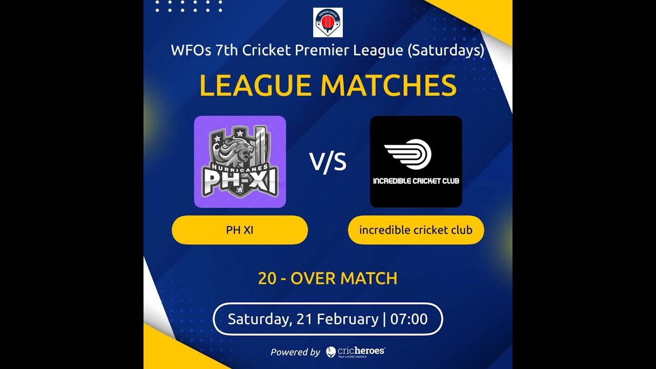 League Match I ph-xi-vs-incredible-cricket-club l 21 Feb l 7:30 AM I wfos-7th-cricket-premier-league