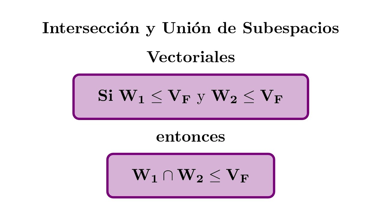 La Intersecci&oacute;n y Uni&oacute;n de Subespacios Vectoriales Curso de &Aacute;lgebra Lineal