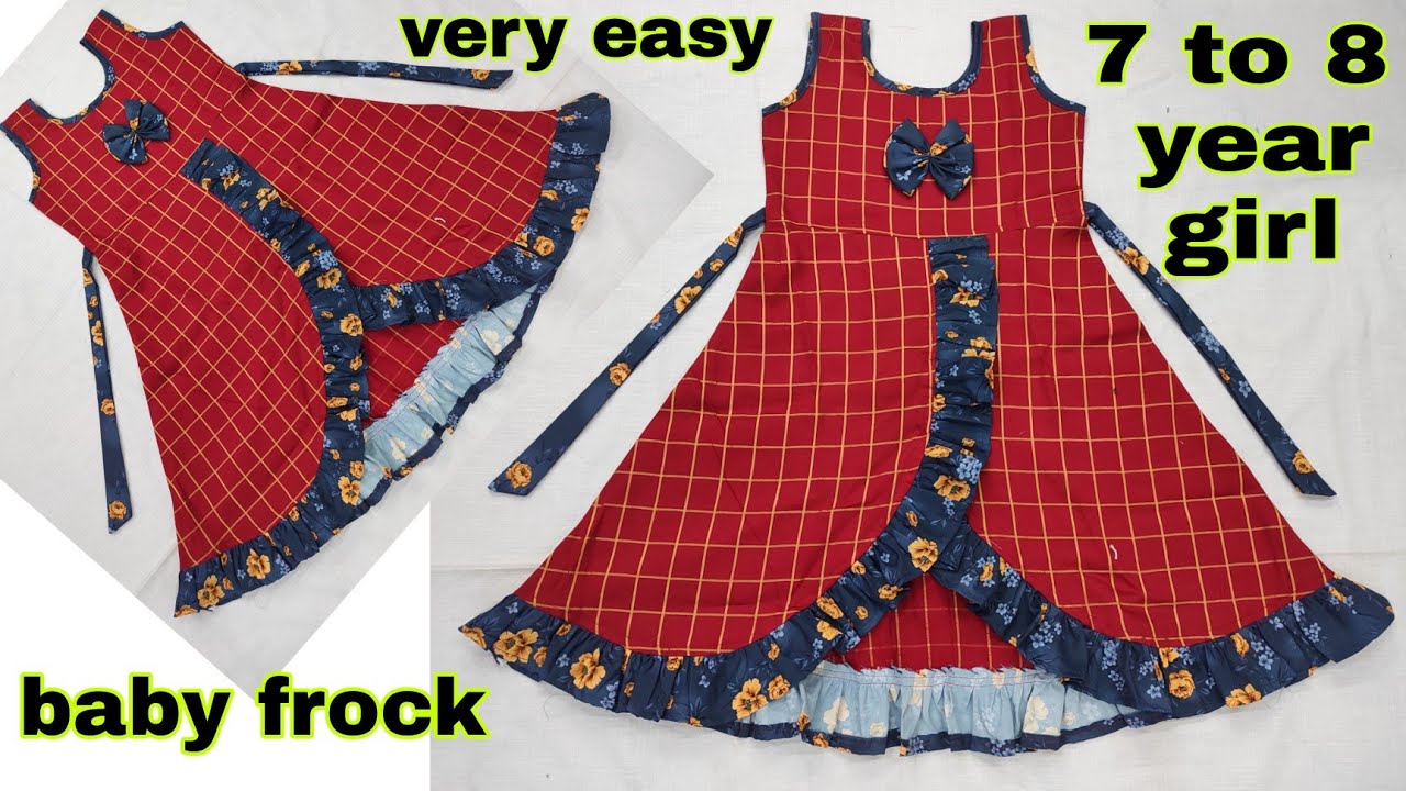 Baby frock cuatting and andstitching 7 to 8 year girl