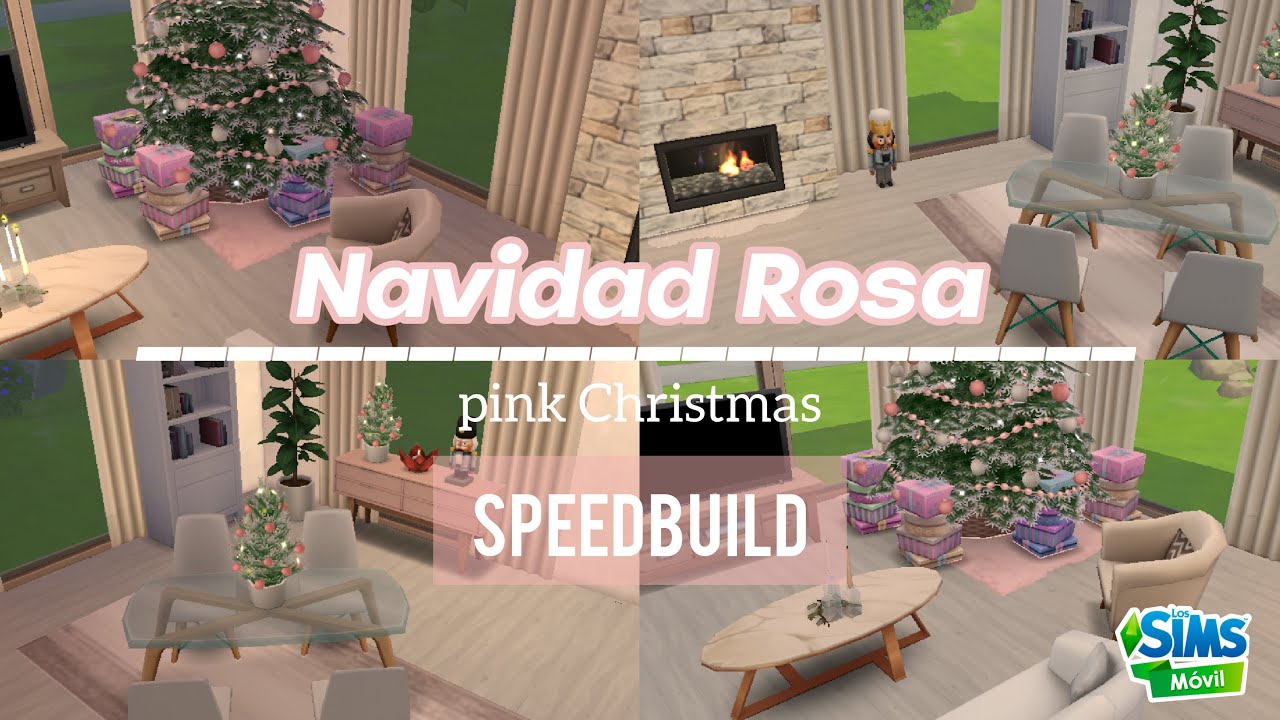 DECORANDO la NAVIDAD de color ROSA 🩷🎄 Los Sims Mobile I Speedbuild