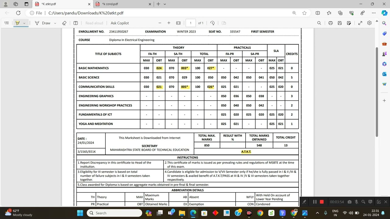 #msbte  K scheme result analysis Winter 2023! K scheme passing & meaning of marksheet! #diploma