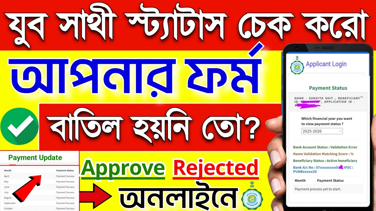 যুব সাথী ফর্মের স্ট্যাটাস চেক, আপনার আবেদন অনলাইনে জমা হলো কি না দেখুন, Yuva Sathi Status Check
