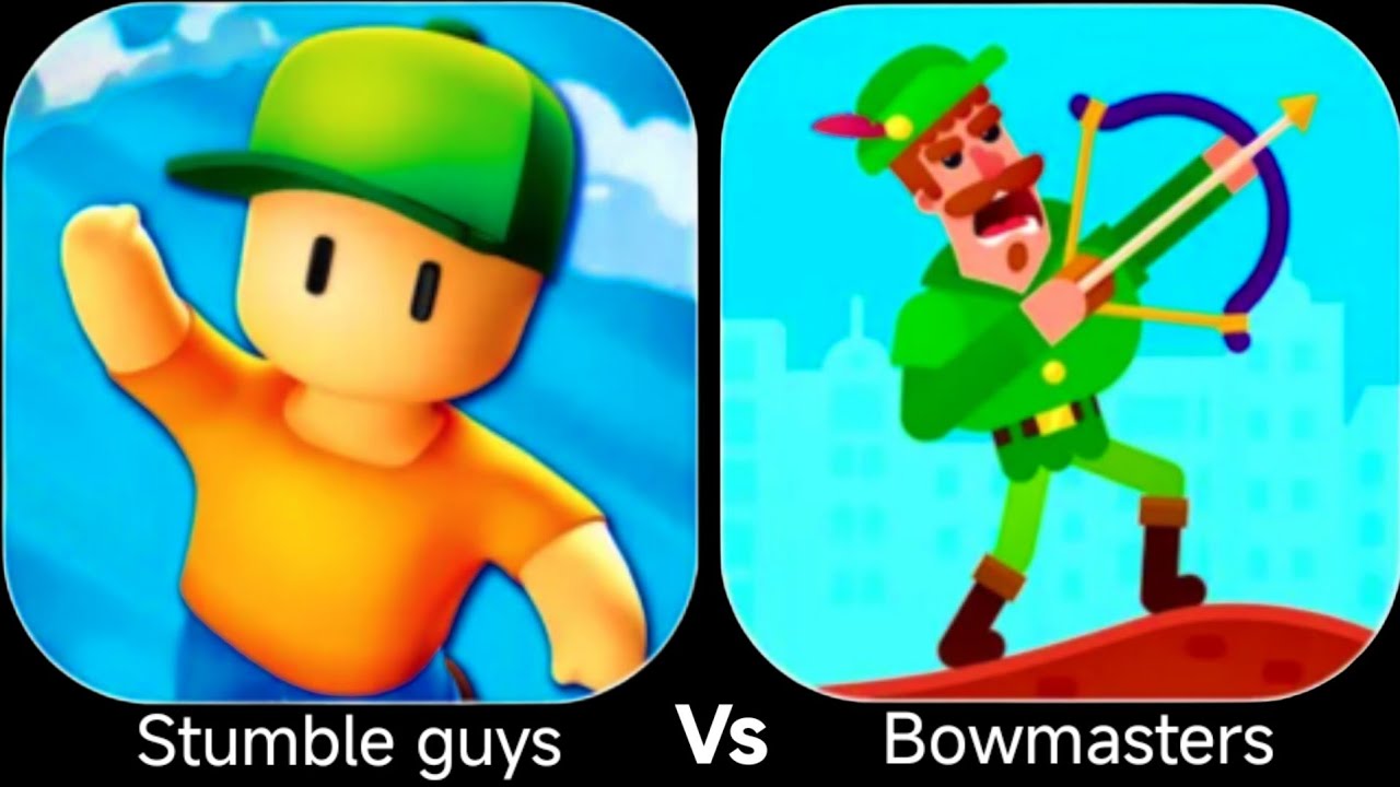 Stumble guys vs Bowmasters - ios android gameplay walkthrough.