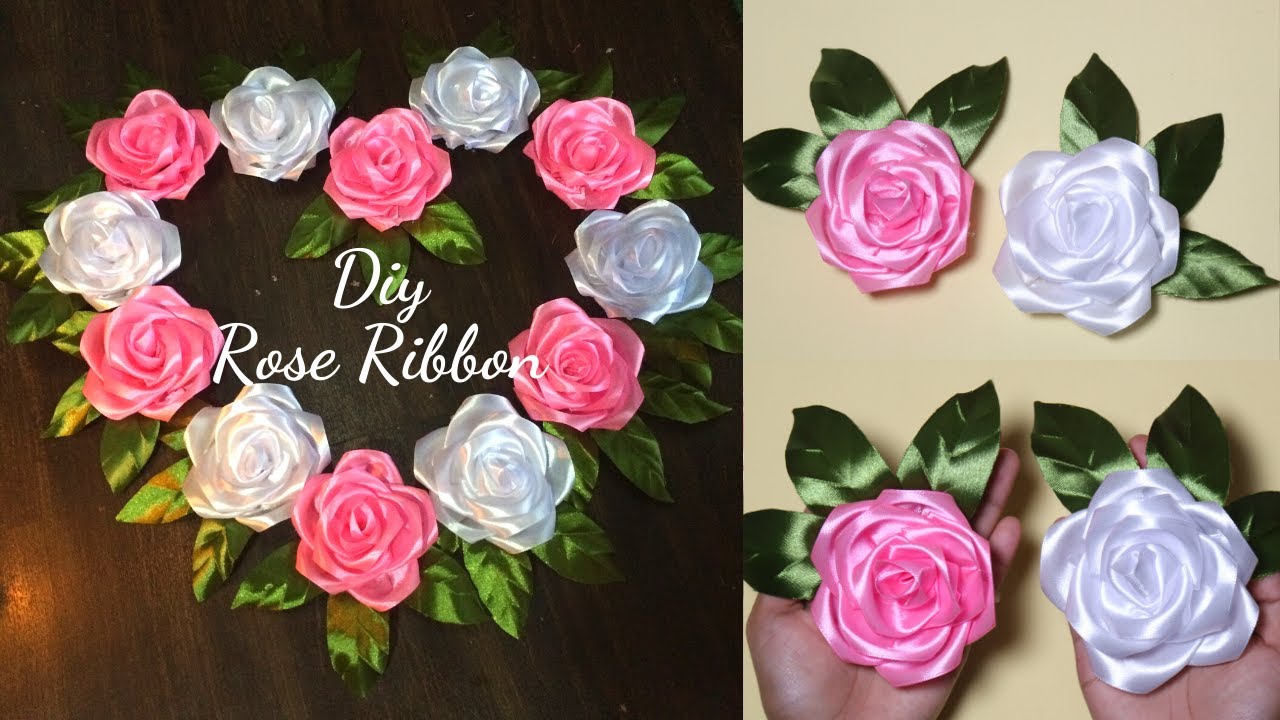 Diy bunga mawar dari pita | diy rose with ribbon |Tutorial membuat bunga mawar dari pita satin
