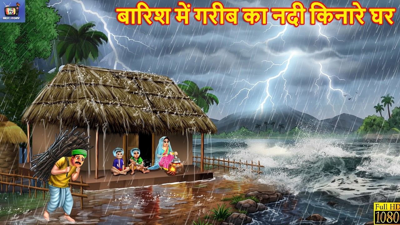 बारिश में गरीब का नदी किनारे घर | Hindi Kahani | Moral Stories | Cartoon Video | Kahani |Hindi Story