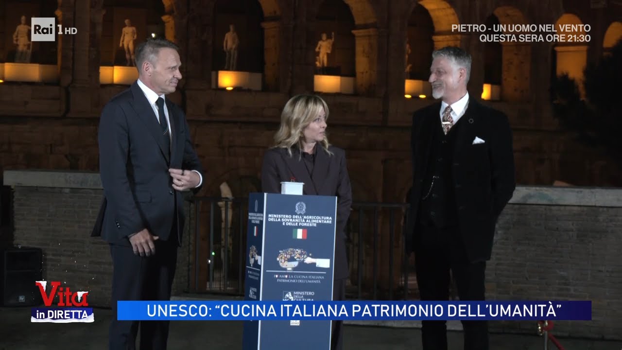 Cucina italiana Patrimonio Unesco: con Meloni, Lollobrigida e Giuli - Vita in Diretta 10/12/2025