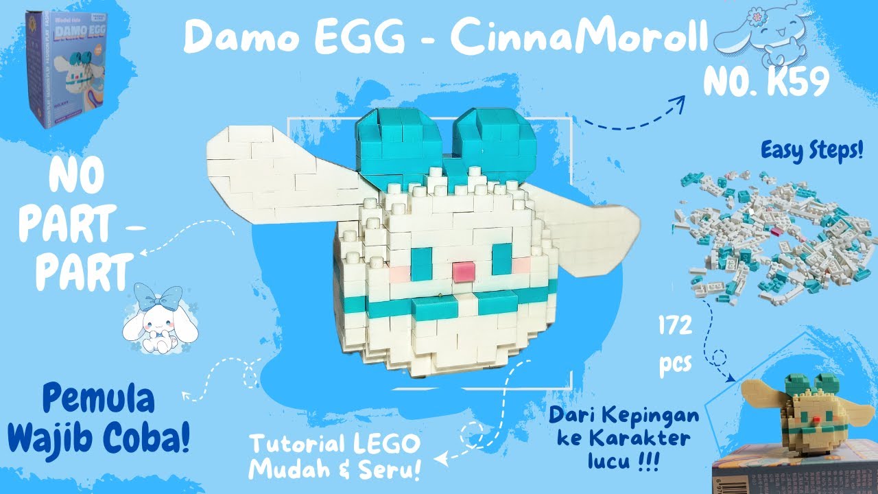 HOW TO BUILD DAMO EGG CINNAMOROLL K59 |BRICKS TUTORIAL| CARA MEMBUAT DAMO EGG CINNAMOROLL K59