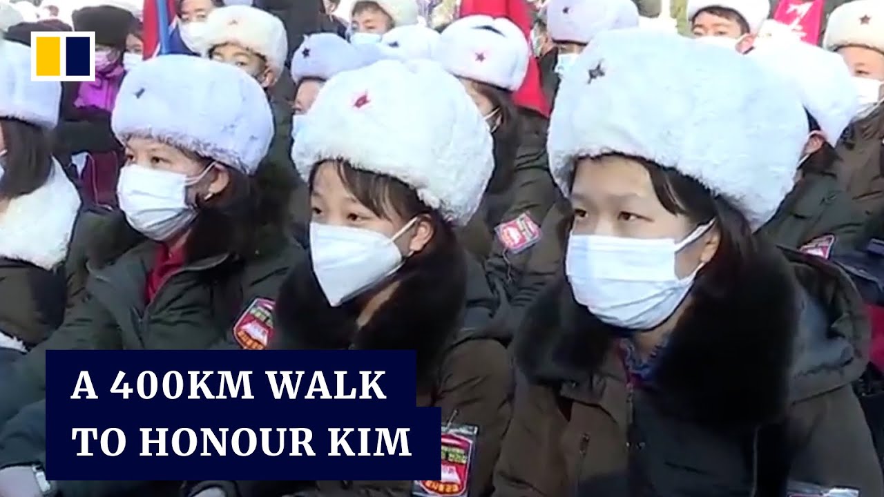 North Korean children march 400 km to honour Kim