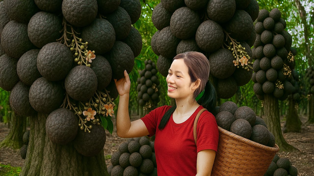 Harvesting Rare Black Sala in the Deep Forest | How to Peel, Pan-Sear and Cook This Strange Fruit