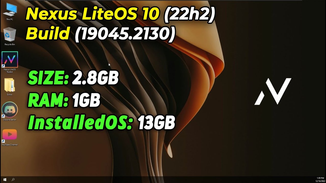 Nexus LiteOS 10 (22H2) (build: 19045.2130) Size:2.8GB | Windows 10 lite