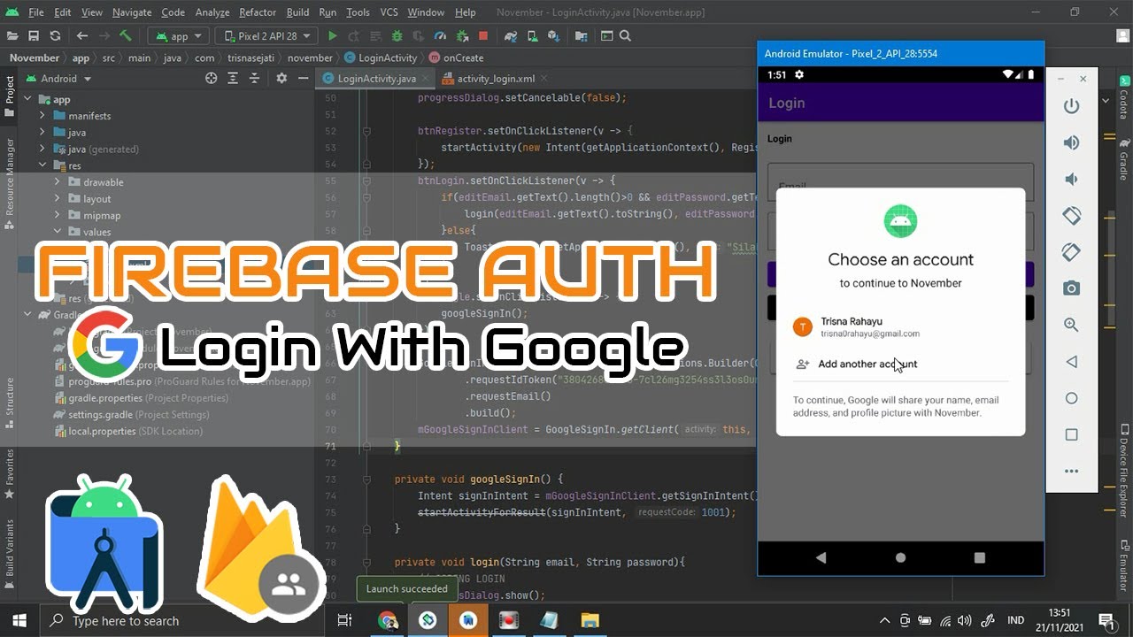 ANDROID STUDIO - FIREBASE AUTH (EP.02 LOGIN DENGAN AKUN GOOGLE)