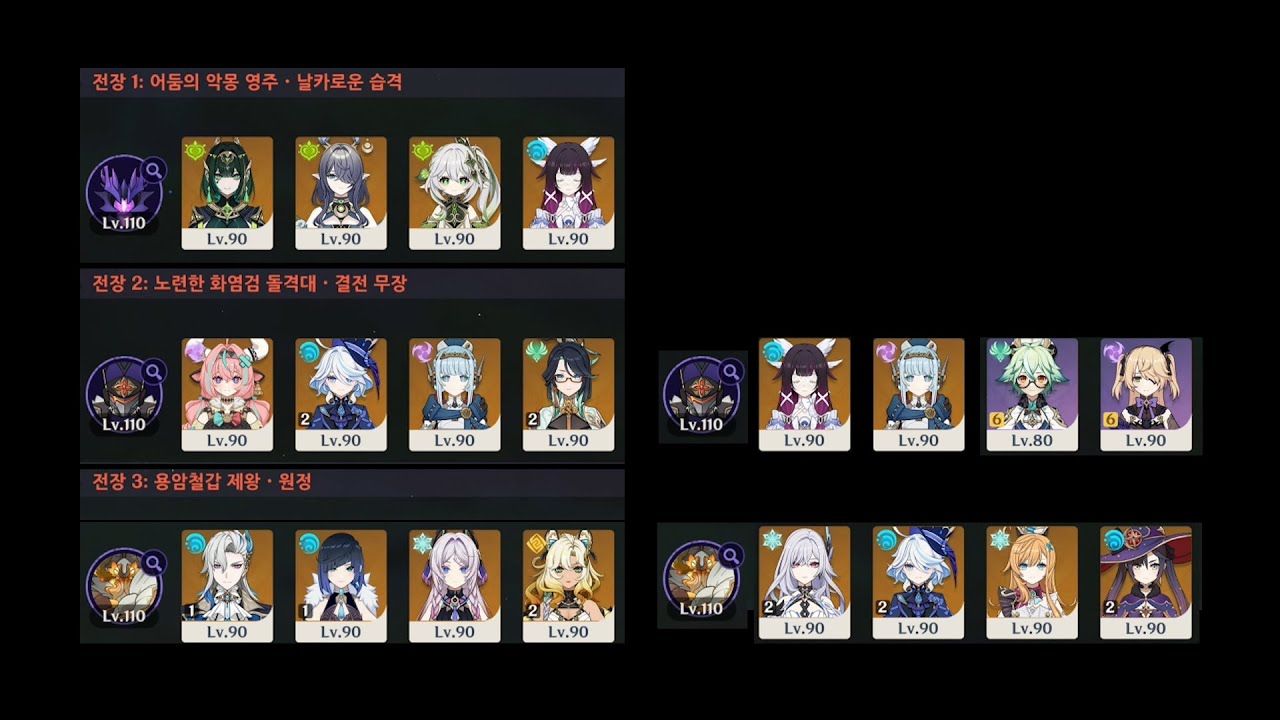 원신 지맥 제압전 6.3 절망 (Dire Lv6) 어둠의 악몽 영주 · 노련한 화염검 돌격대 · 용암철갑 제왕