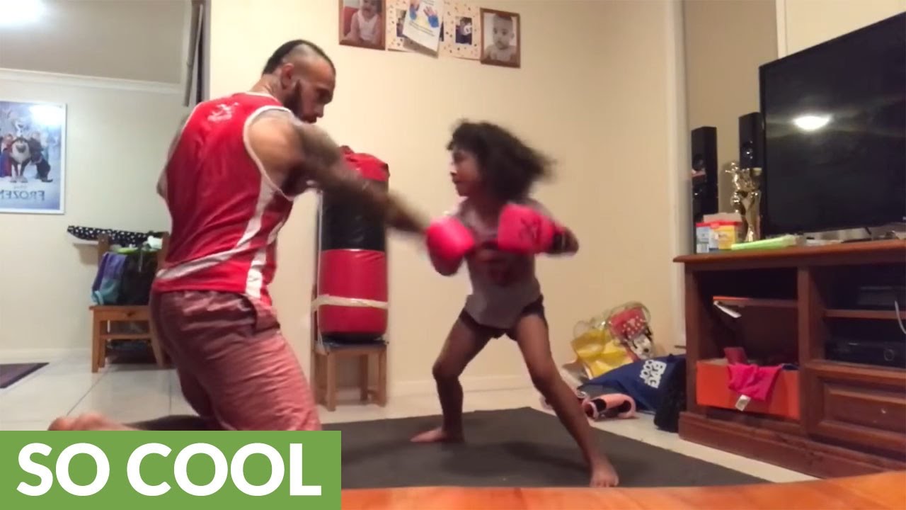 4-year-old girl trains with dad to become pro boxer