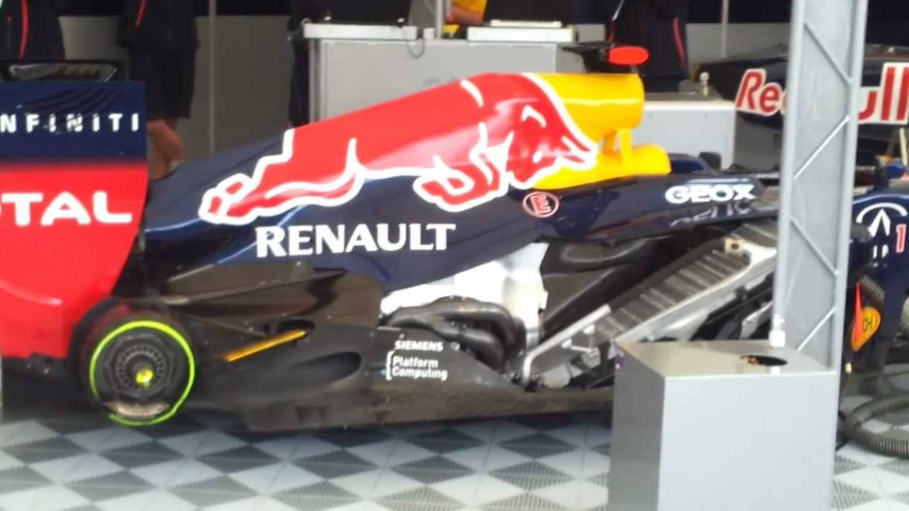 Red Bull F1 Engine warming up &  German National Anthem