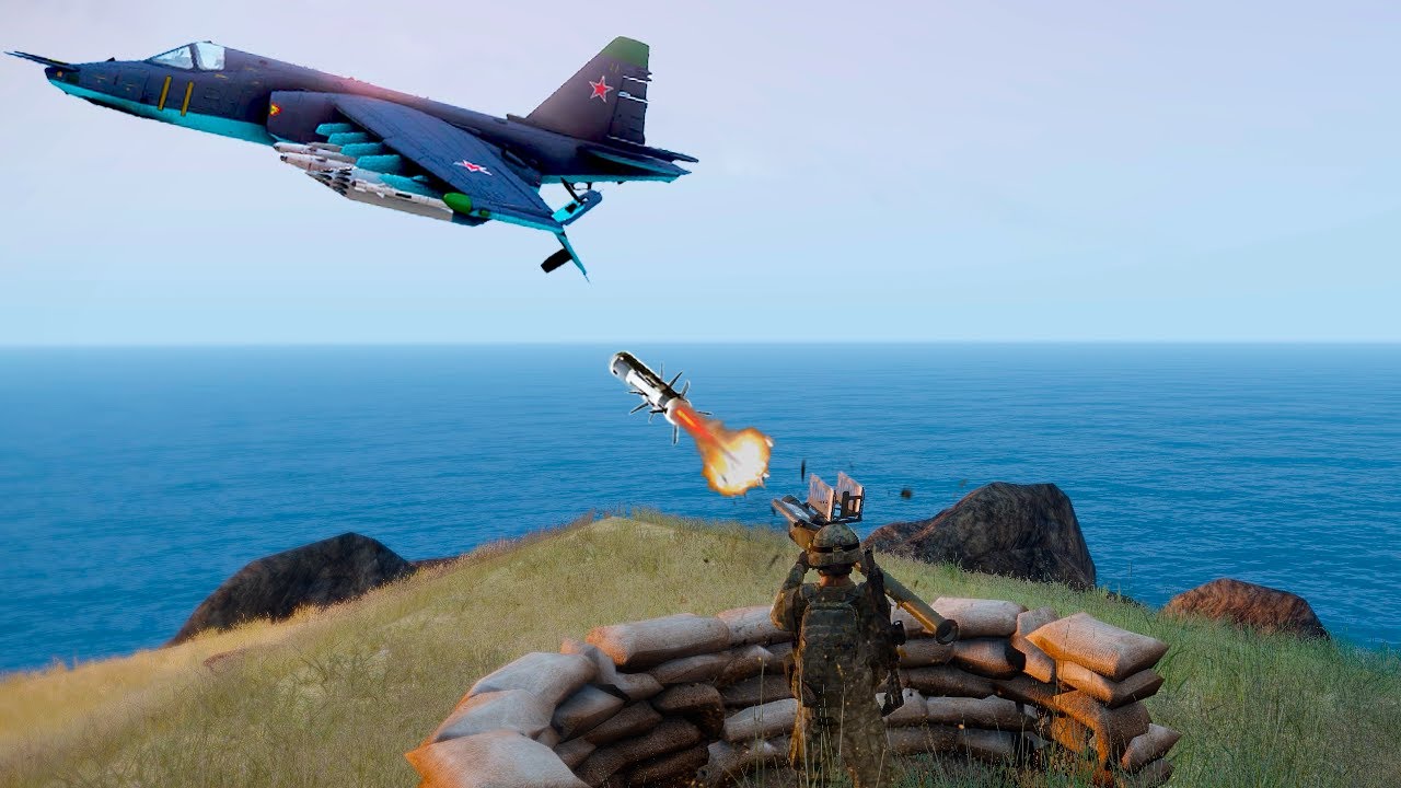 Russian Su-25 Fighter Jet Took a Direct Hit from Stinger Missile and Shot Down | MILSIM ARMA 3