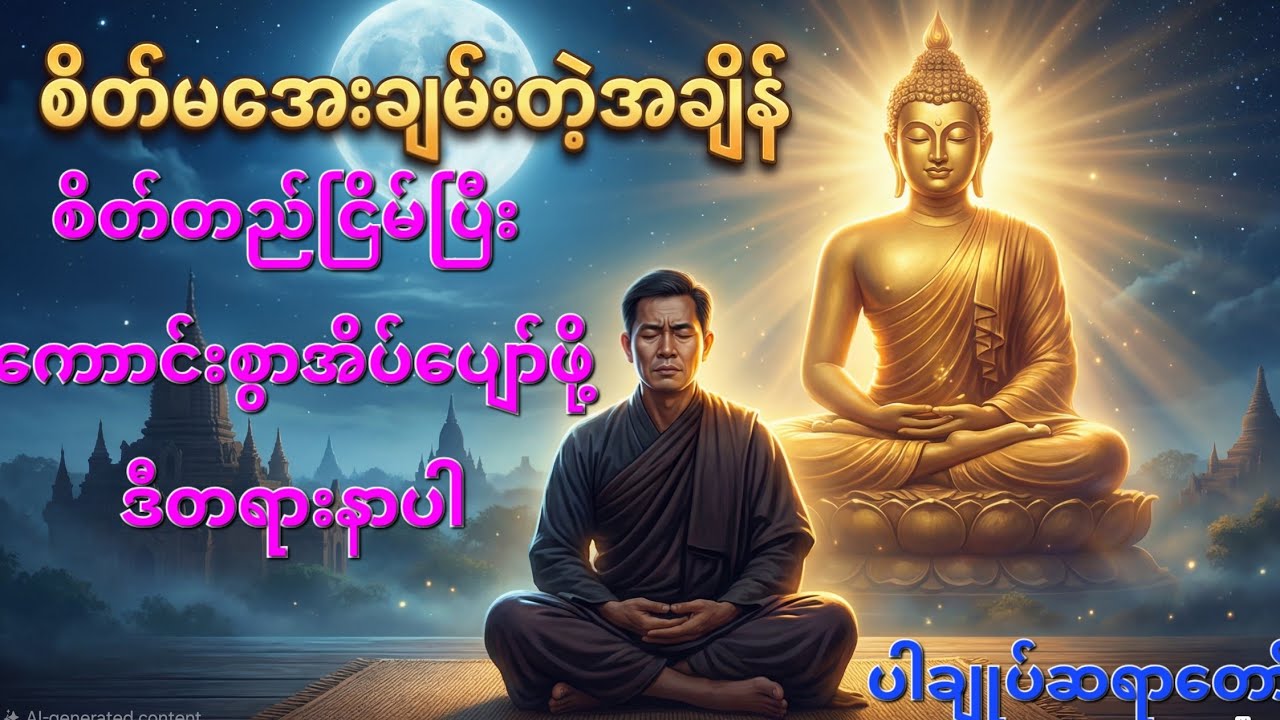 စိတ်မအေးချမ်းတဲ့အချိန်စိတ်တည်ငြိမ်ပြီး ကောာင်းစွာအိပ်ပျော်ဖို့ဒီတရားနာပါ။ပါချုပ်ဆရာတော်