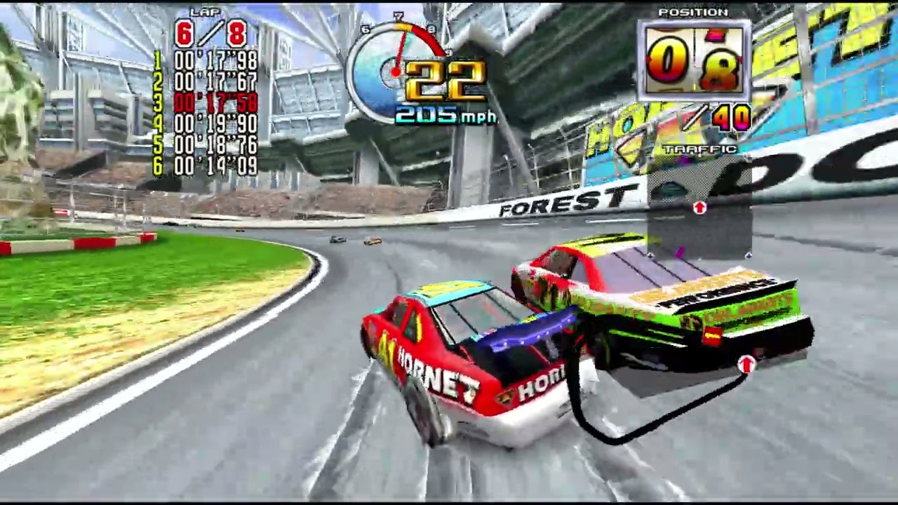 Daytona USA 2: Battle on the Edge - Beginner stage with the secret Hornet car