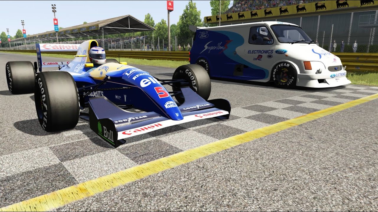 F1 1992 Williams FW14B Nigel Mansell vs Ford Transit Supervan 3 at Monza Full Course