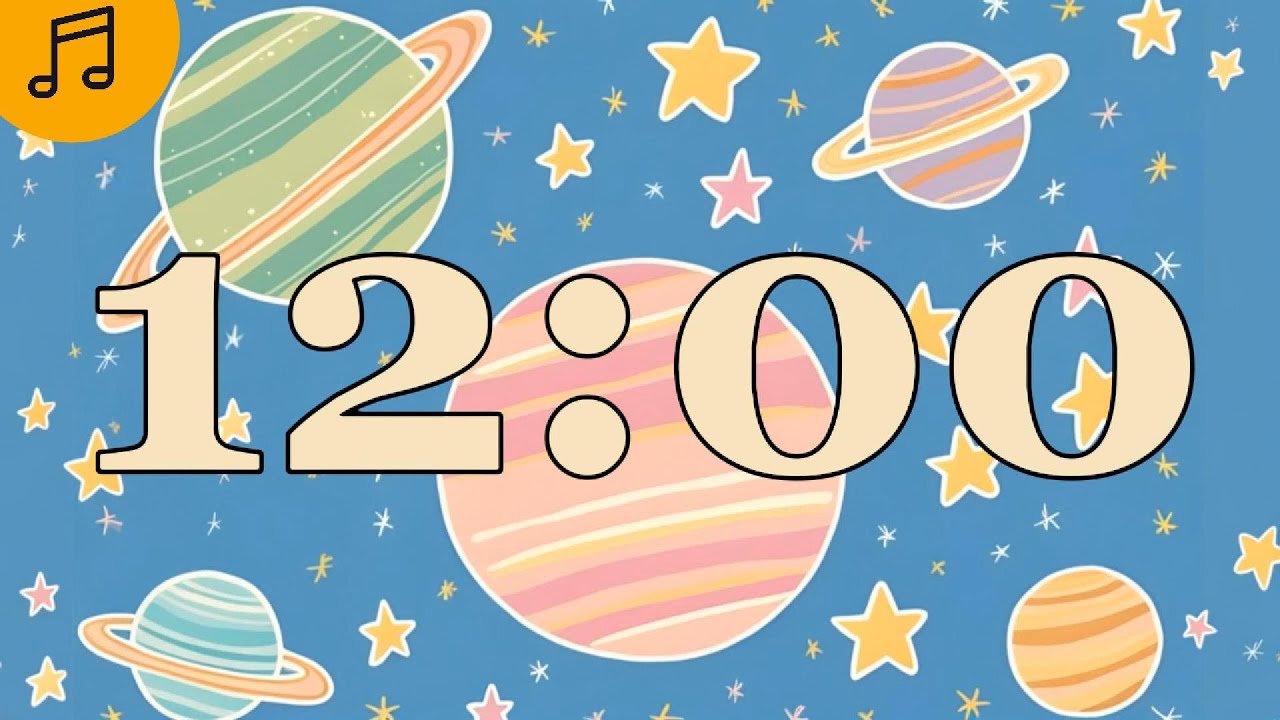 12-Minute Timer with Music for The Classroom / Chill and relax / Galaxy, Space, Stars 🪐💫🔭•☄️🌙