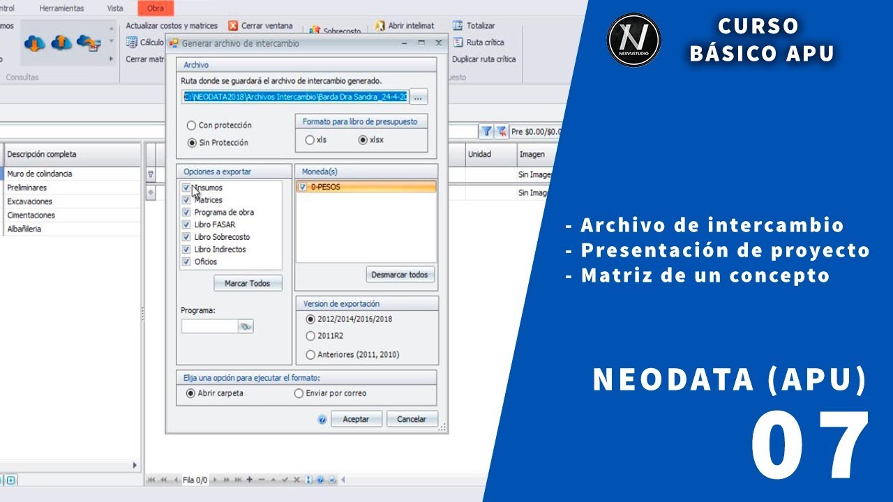 Curso básico de APU con Neodata_Crear archivo de intercambio y Matriz