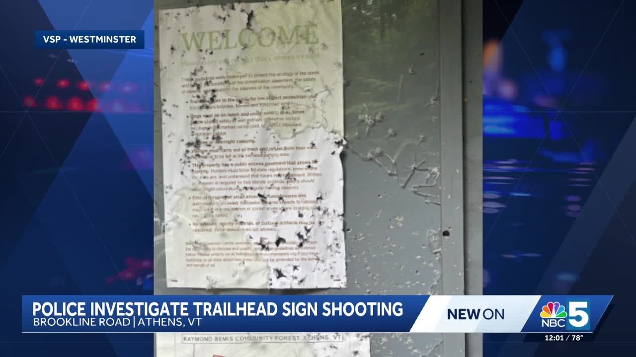 Vermont State Police looking for person who shot trailhead sign